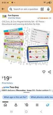 CVC,Cvcc, & Ccvc Magnet Activity Set 67 Piece Educational Learning Activities